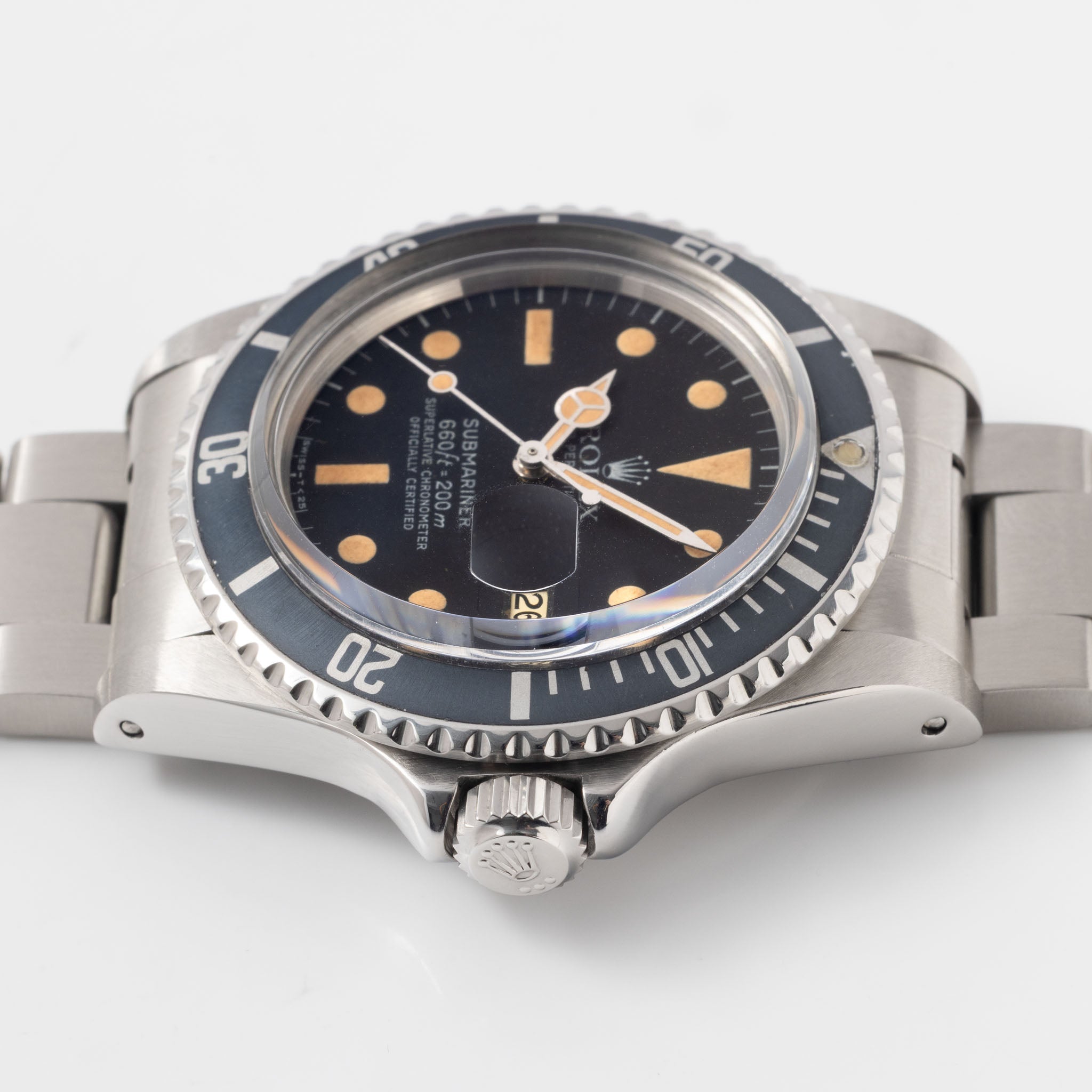 Rolex Submariner 1680 MK1 Dial Pumpkin Patina Kissing 40 Inlay