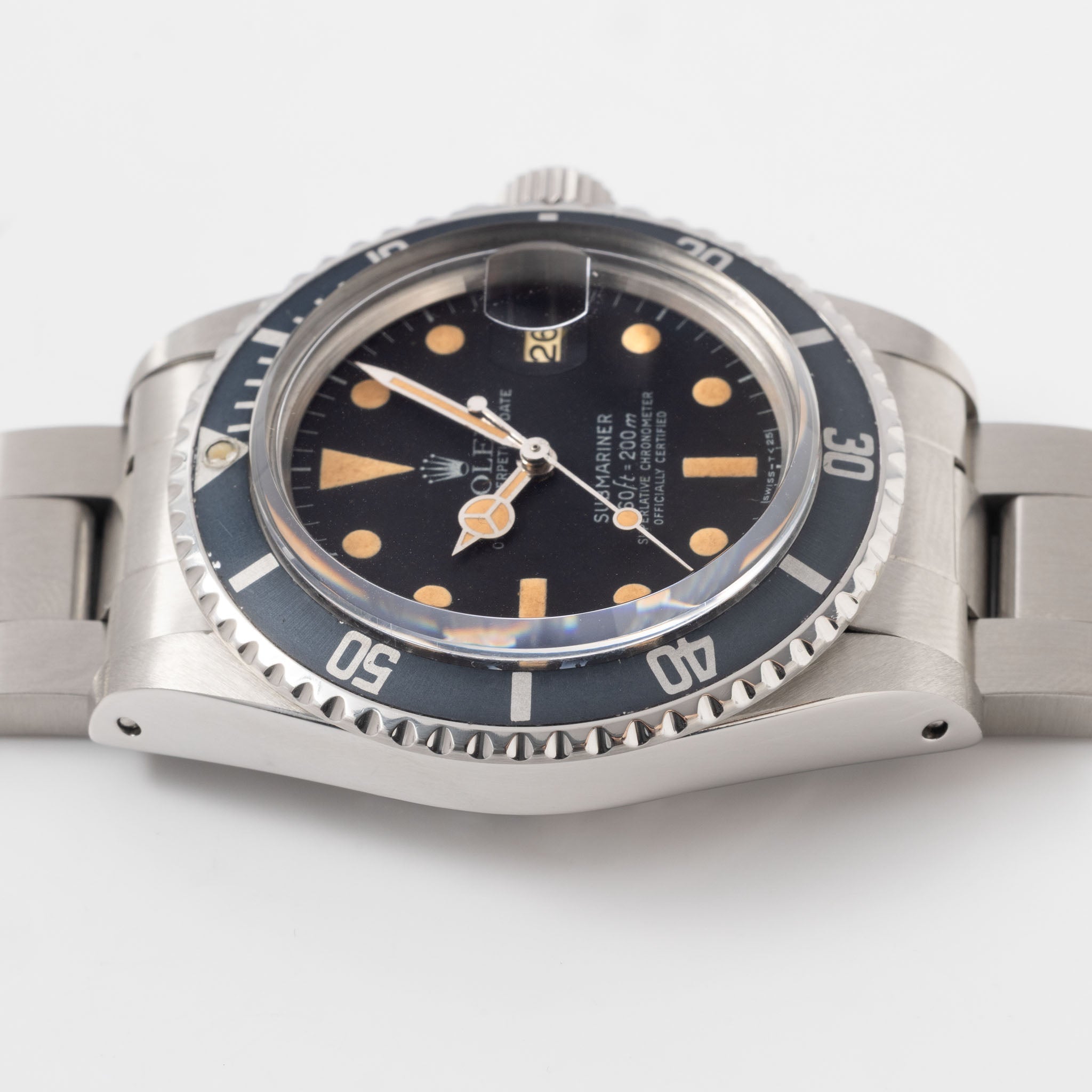 Rolex Submariner 1680 MK1 Dial Pumpkin Patina Kissing 40 Inlay