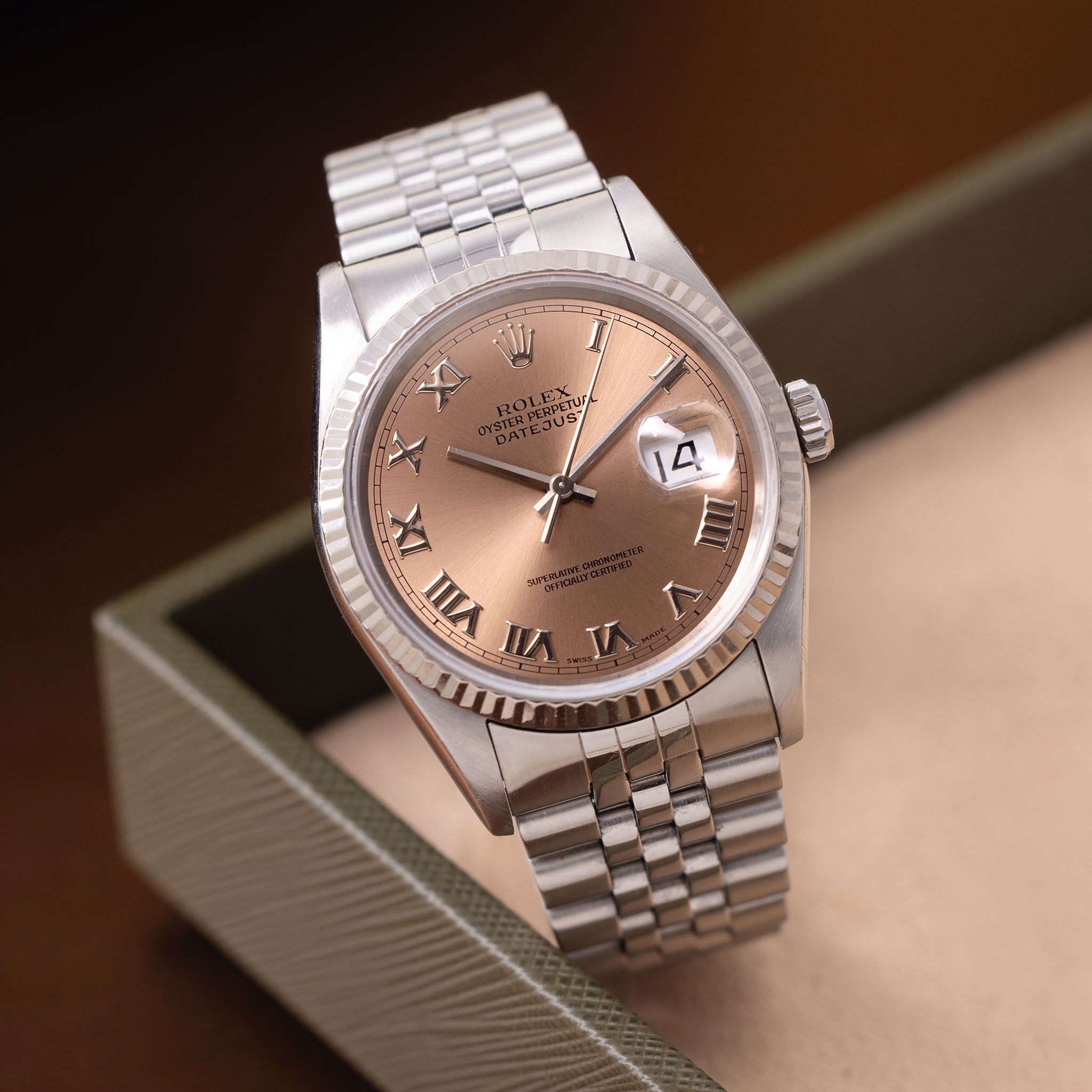 Rolex Datejust Salmon dial ref 16234 with Rolex service card