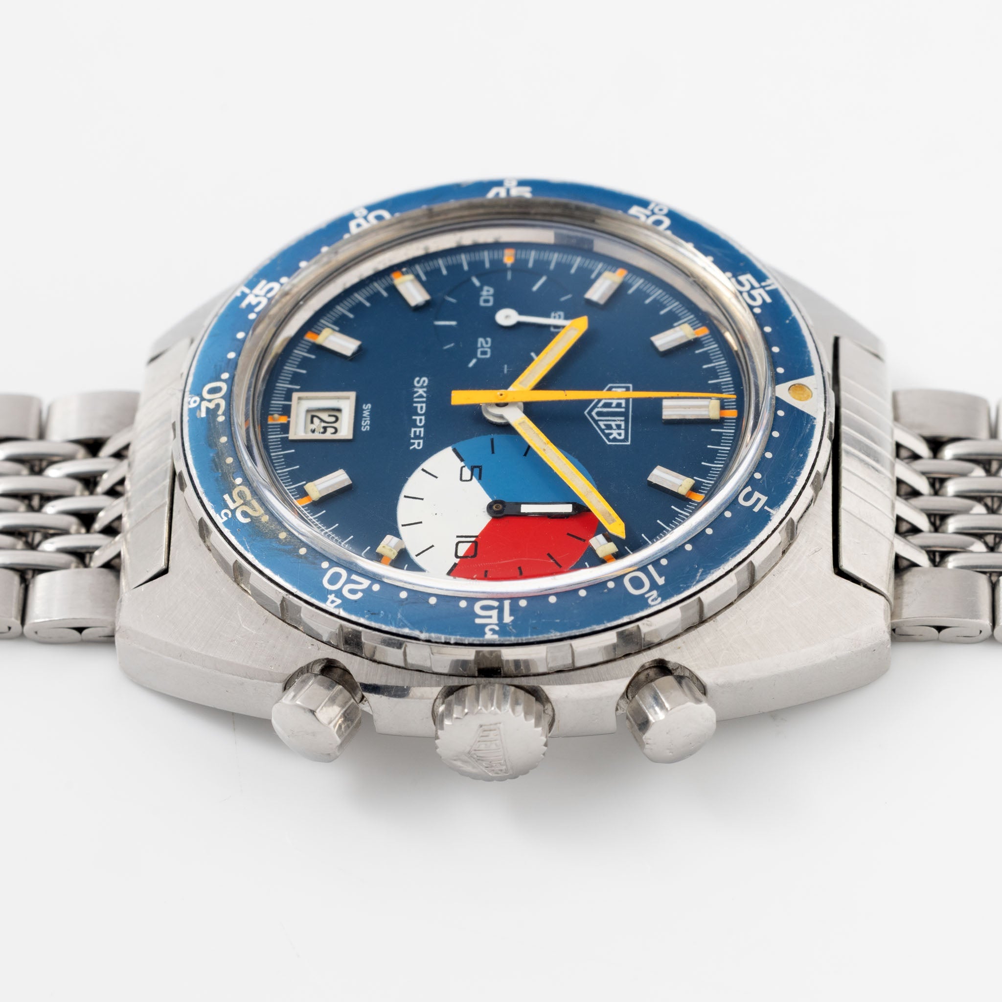 Heuer Skipper Yacht Regatta Timer MK1 Blue Dial ref. 73463 with Rare Gay Frères Bracelet