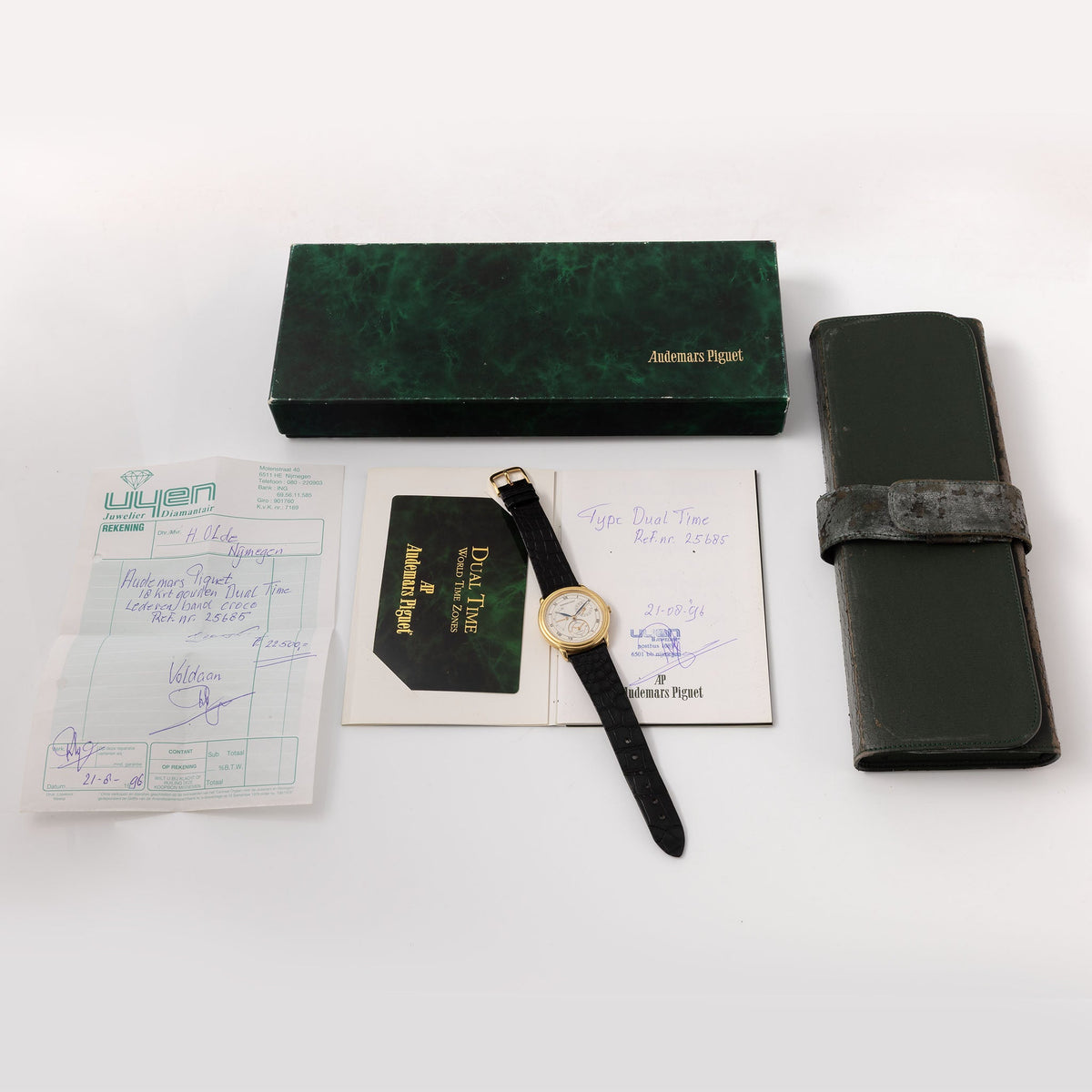 Audemars Piguet Dual Time Ref 25685 002BA in 18k Yellow Gold with Box and Papers