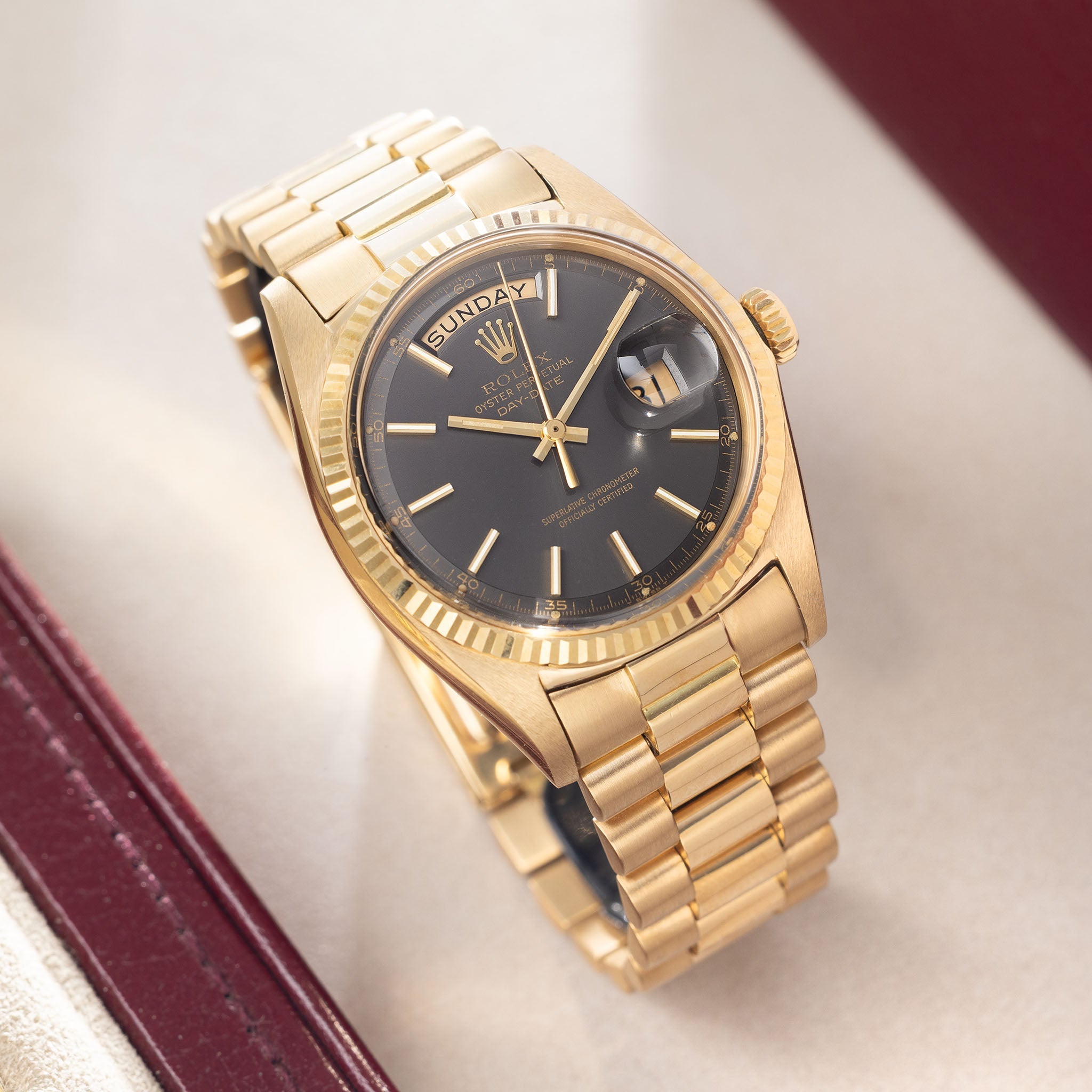 Rolex Day-Date 1803 Grey Dial with Original Box and Double Punched Paper in 18k Yellow Gold
