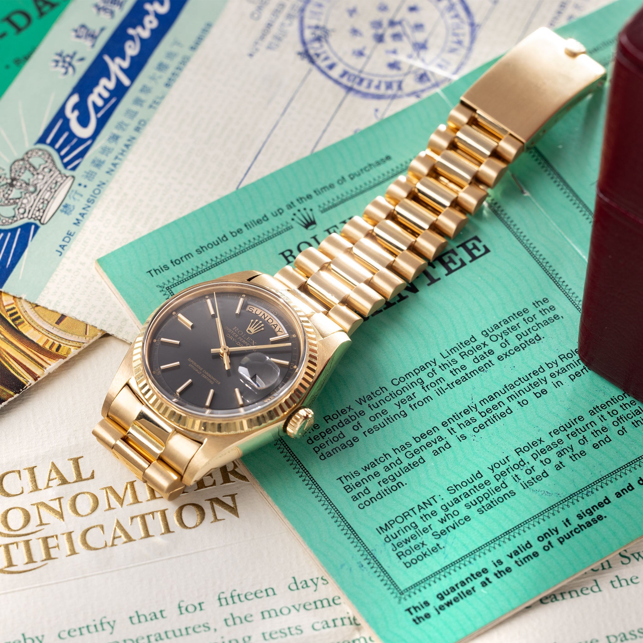 Rolex Day-Date 1803 Grey Dial with Original Box and Double Punched Paper in 18k Yellow Gold
