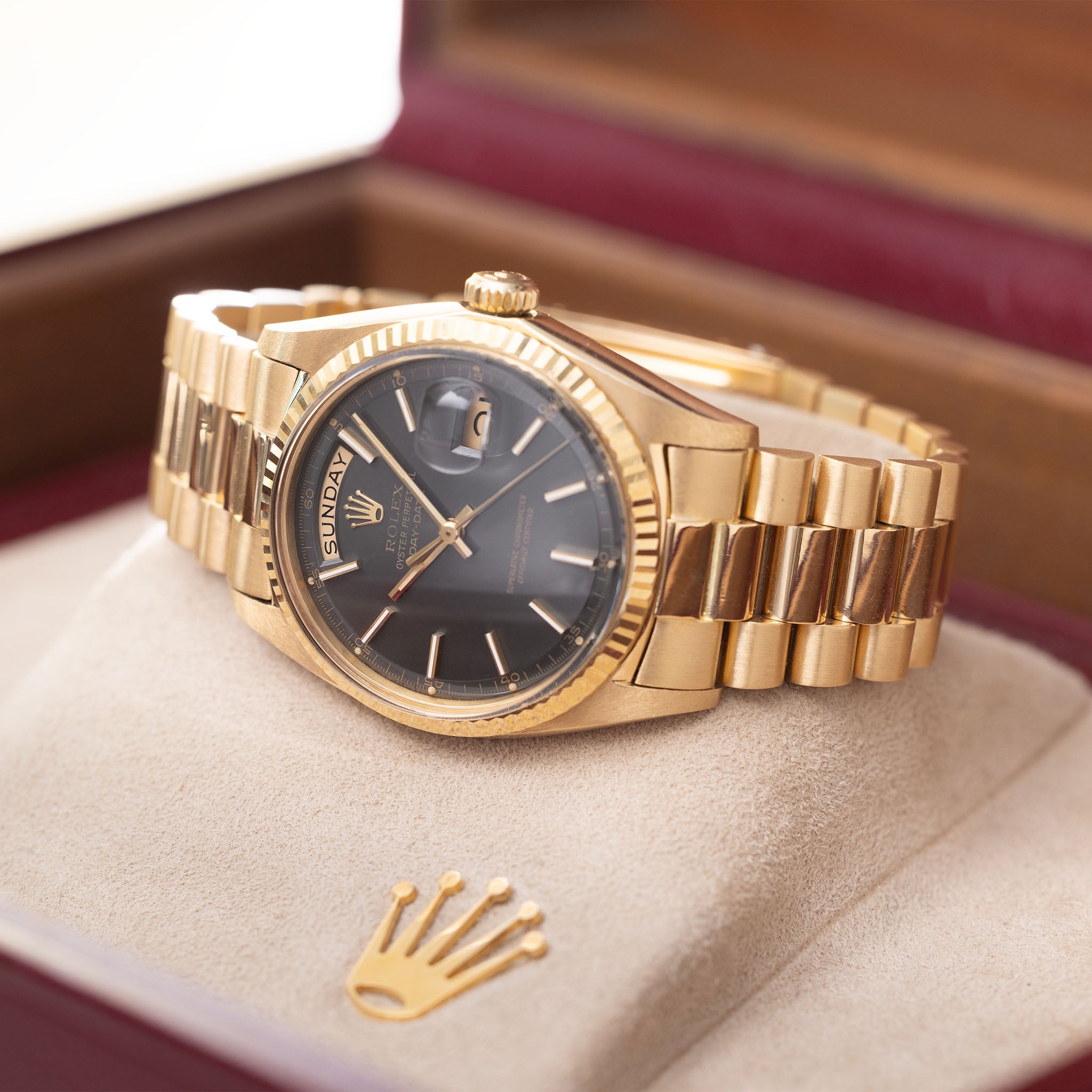 Rolex Day-Date 1803 Grey Dial with Original Box and Double Punched Paper in 18k Yellow Gold