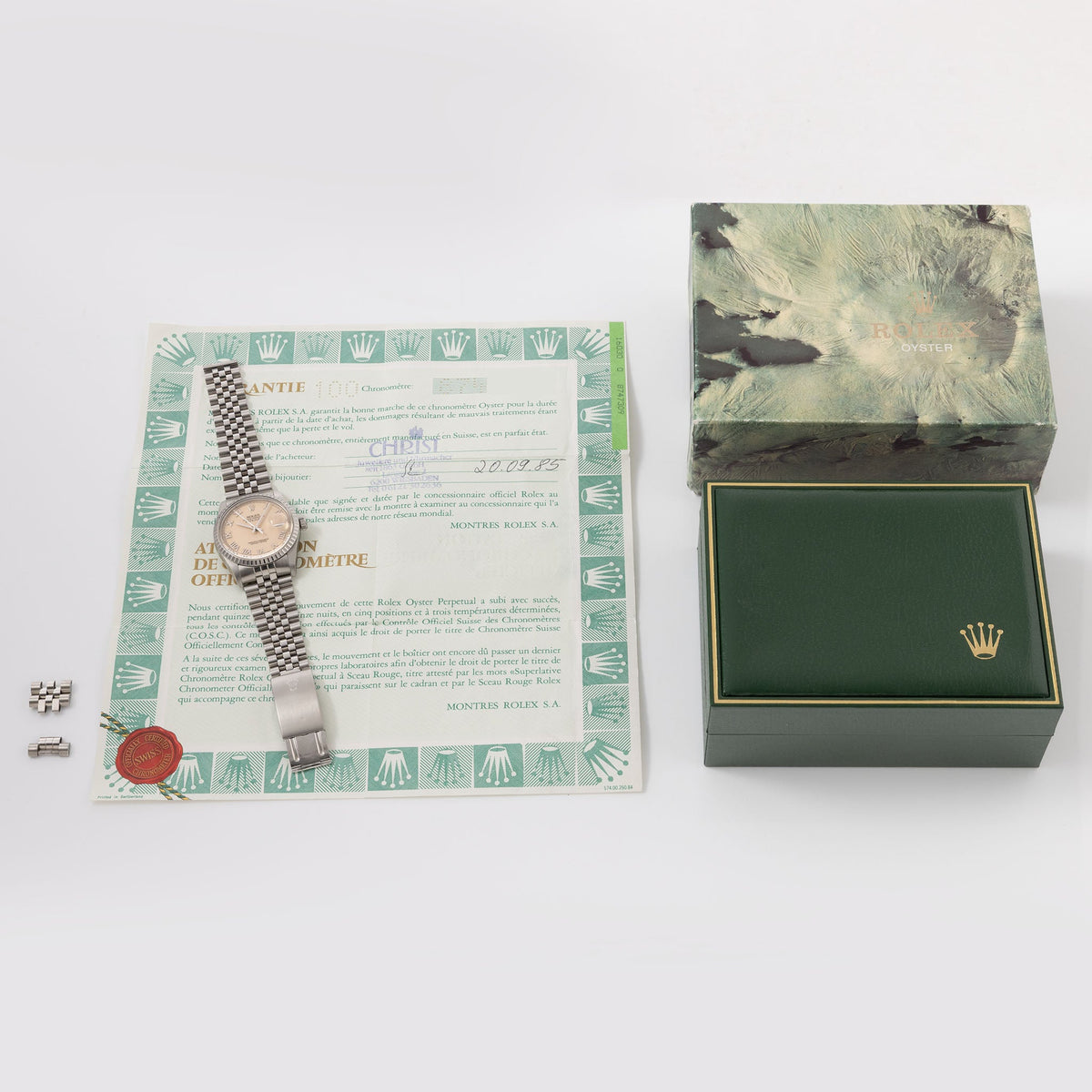 Rolex Datejust Cream dial With Applied  Roman numerals box and paper set ref 16030
