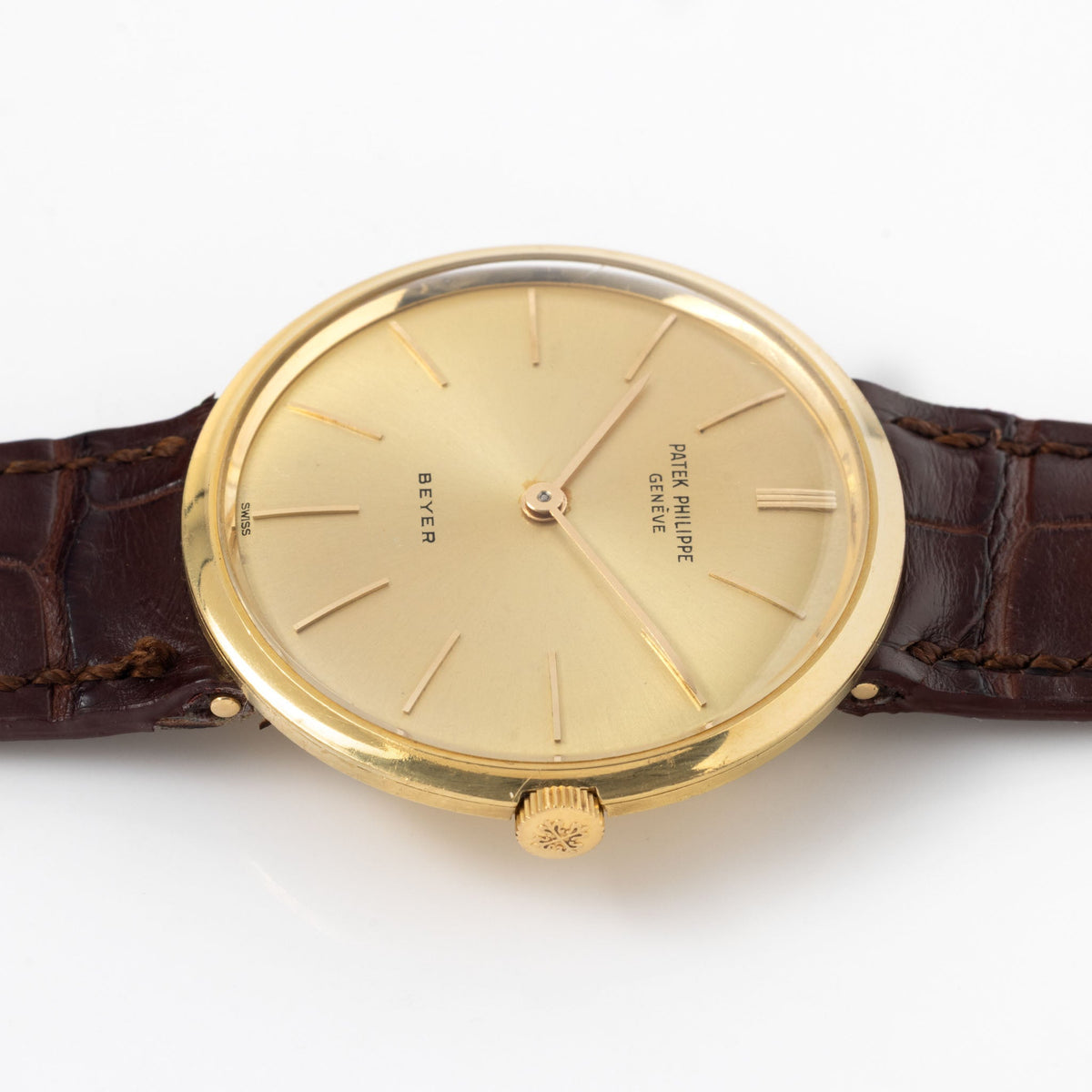 Patek Philippe Calatrava Disco Volante Ref. 2591J in 18k Yellow Gold with Sunburst Beyer Double-Signed Dial and Extract from the Archives