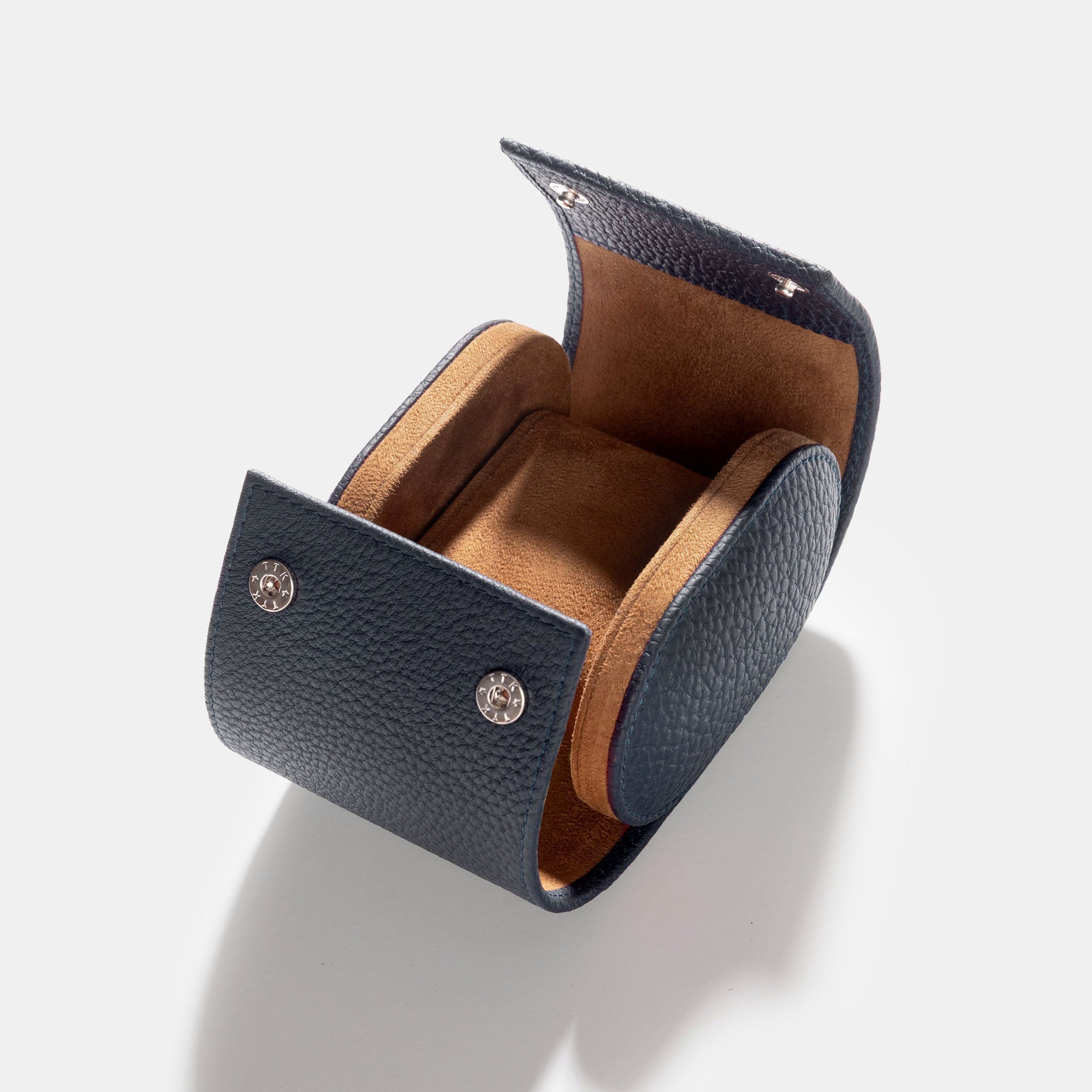 Oval Single Dark Blue Leather Watch Box