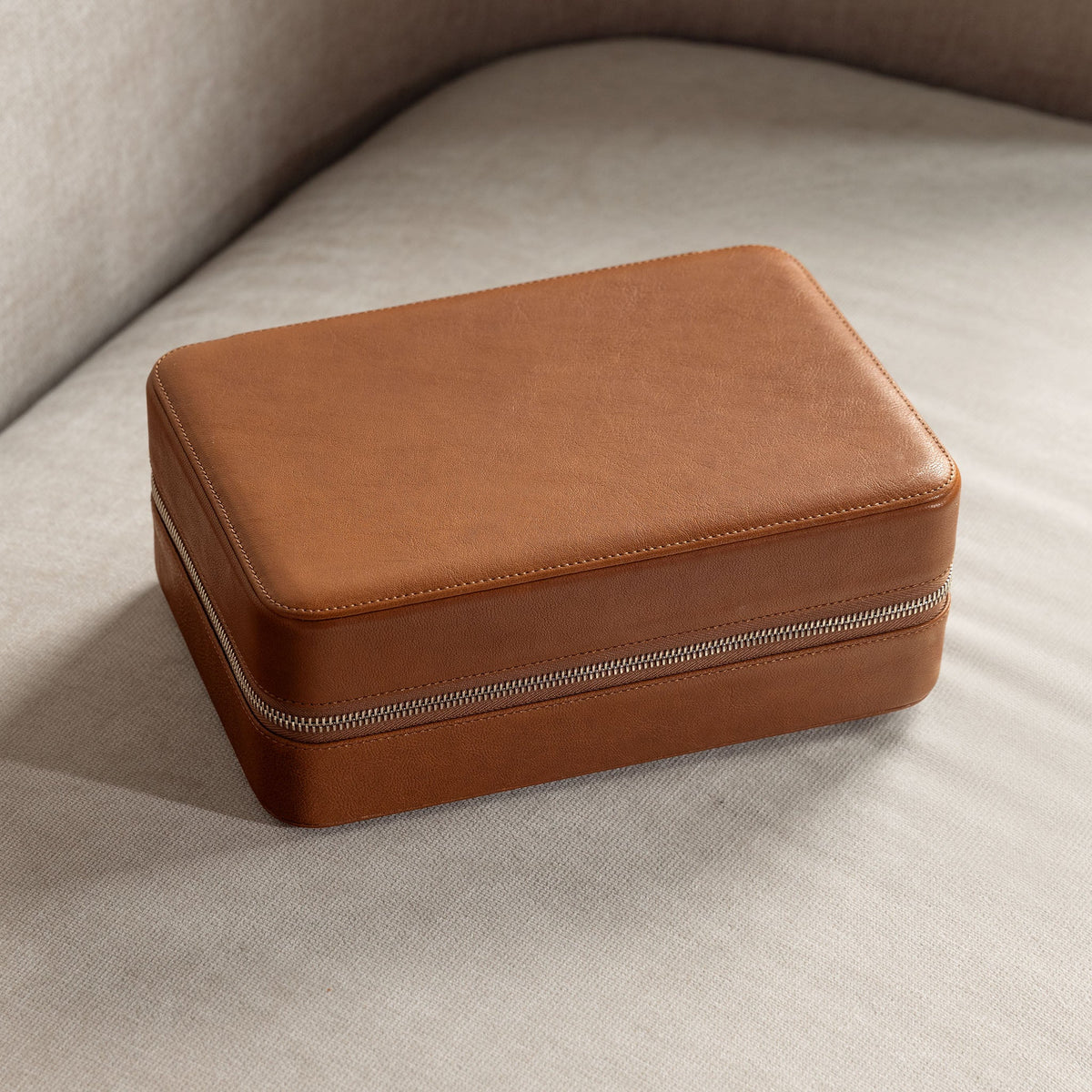 Caramel Brown Luxury Leather Watch Box by JPM