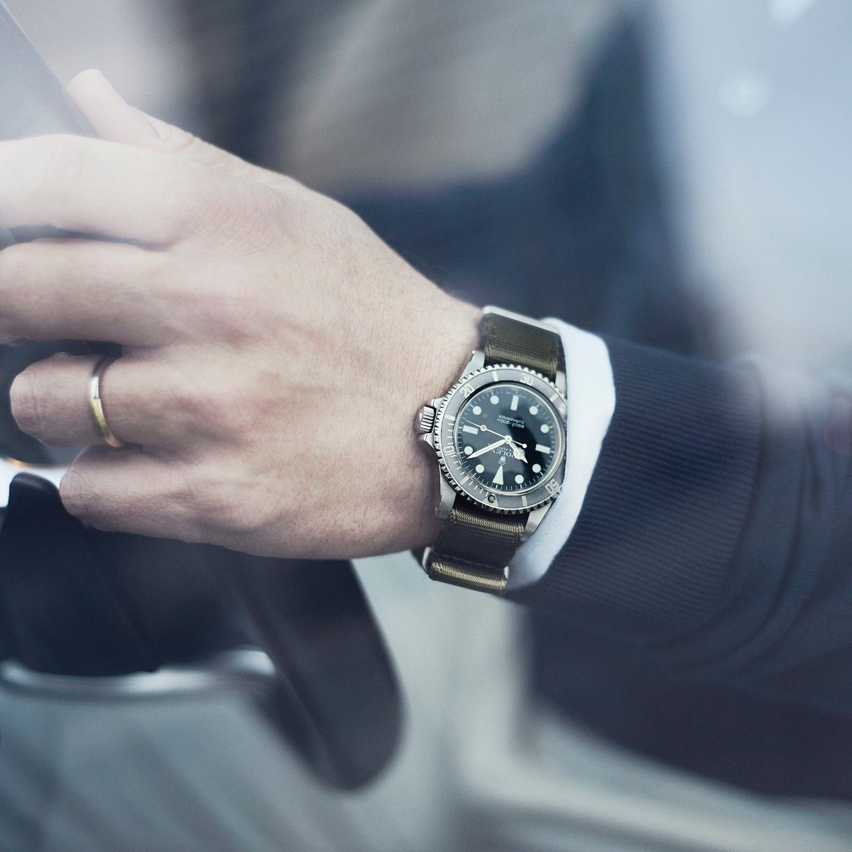 Deluxe Nylon Single Pass Watch Strap Olive Drab Green