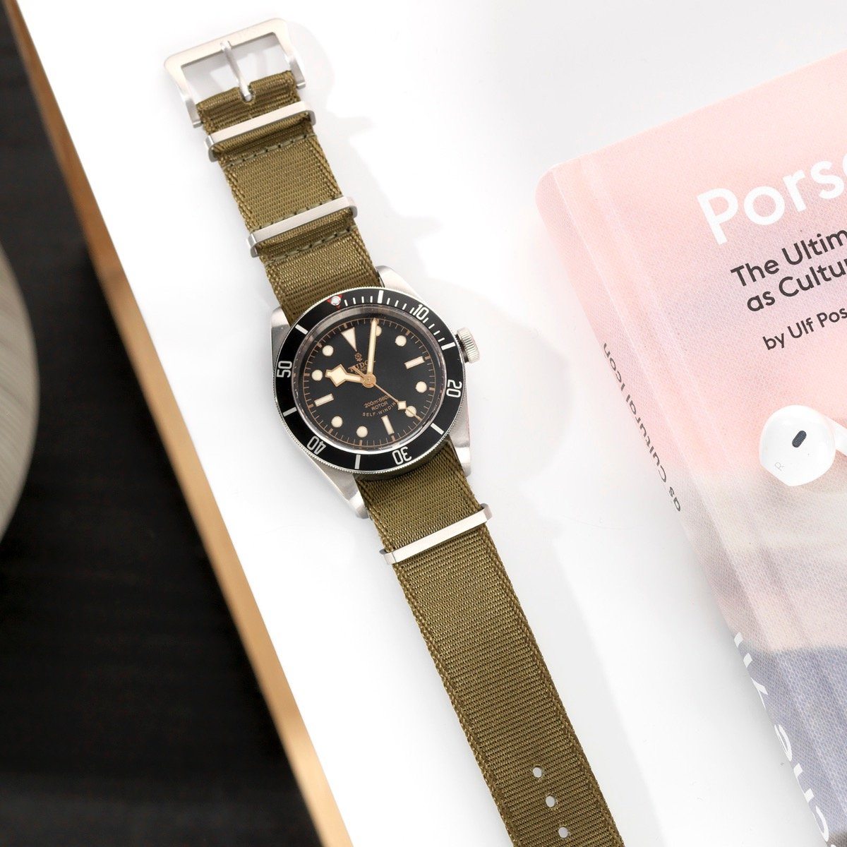 Tudor Deluxe Nylon Single Pass Watch Strap Olive Drab Green
