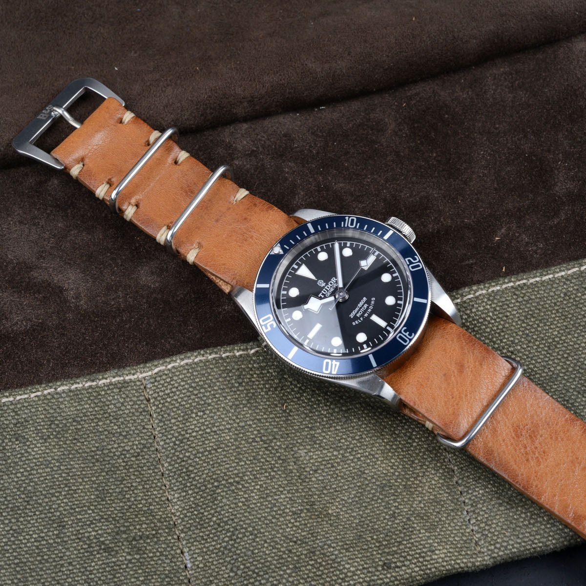 Tudor Caramel Brown Single Pass Leather Watch Strap