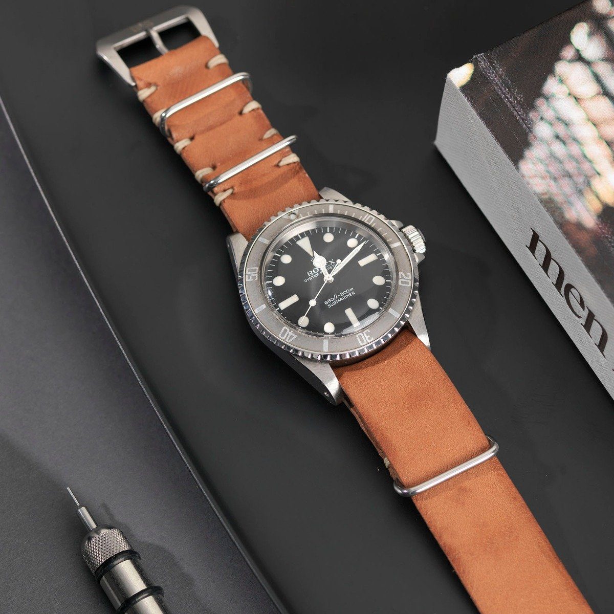 Rolex Caramel Brown Single Pass Leather Watch Strap