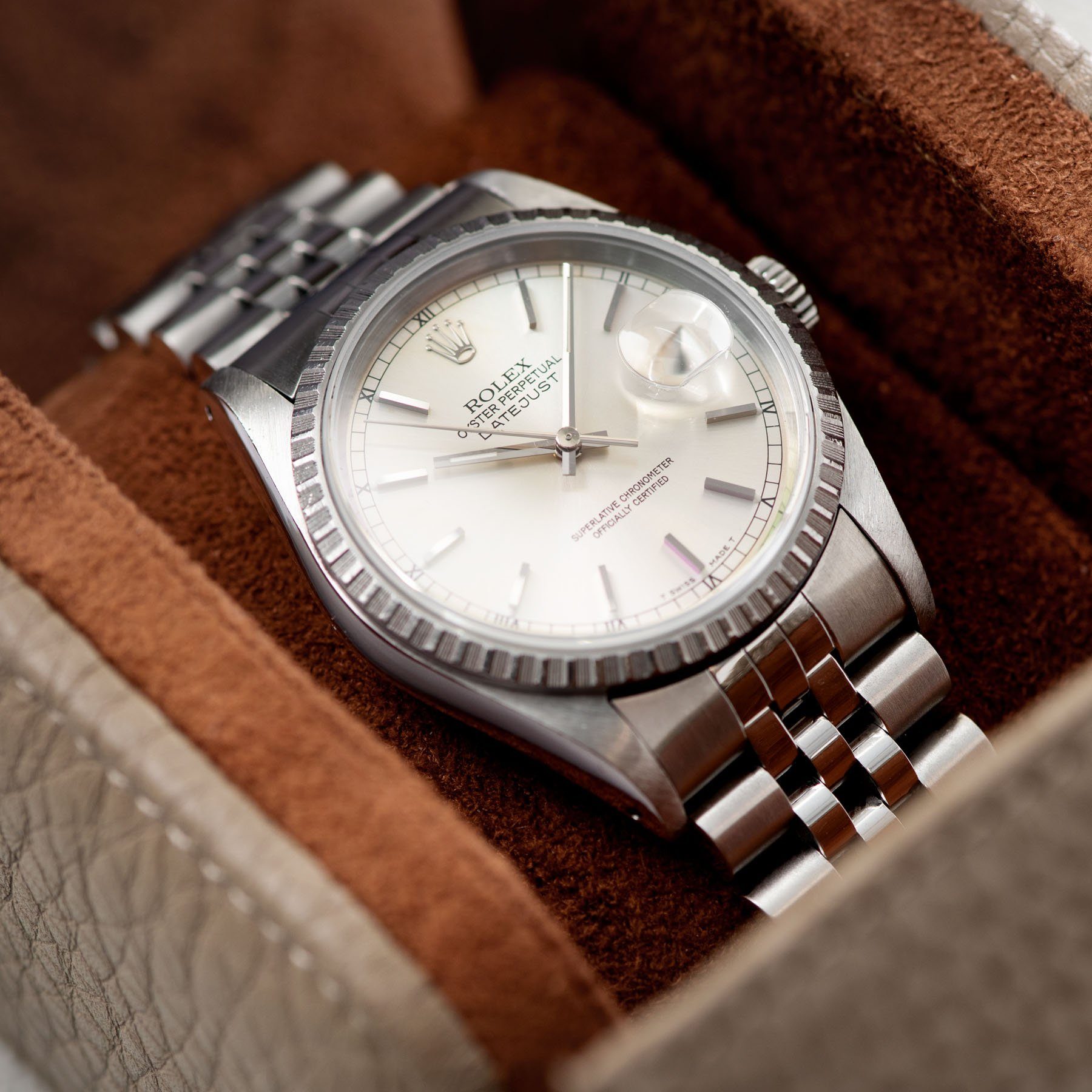 Rolex Datejust Silver Soleil Dial 16220 