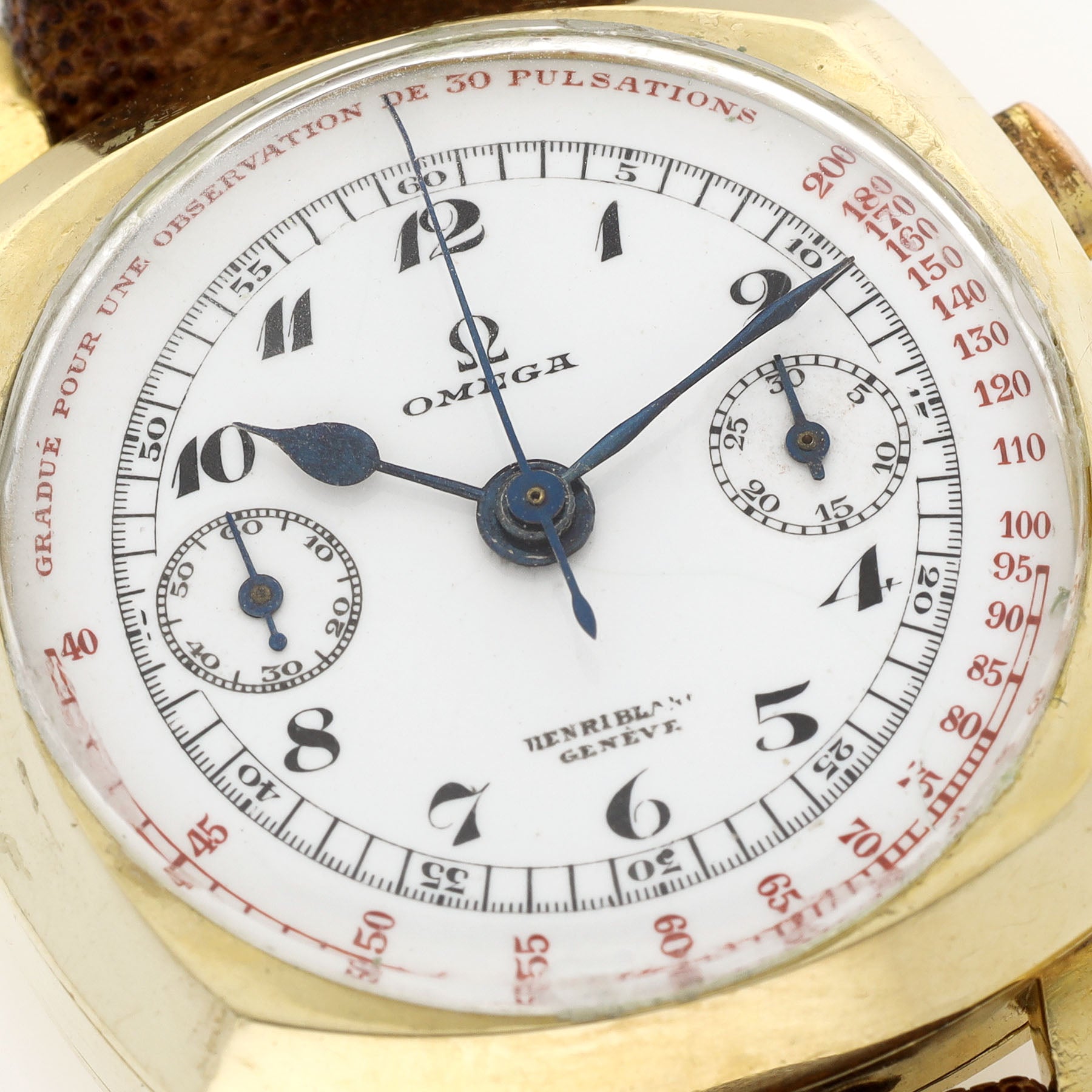 Omega Chronograph CK808 Yellow Gold Double Signed Pulsation Dial