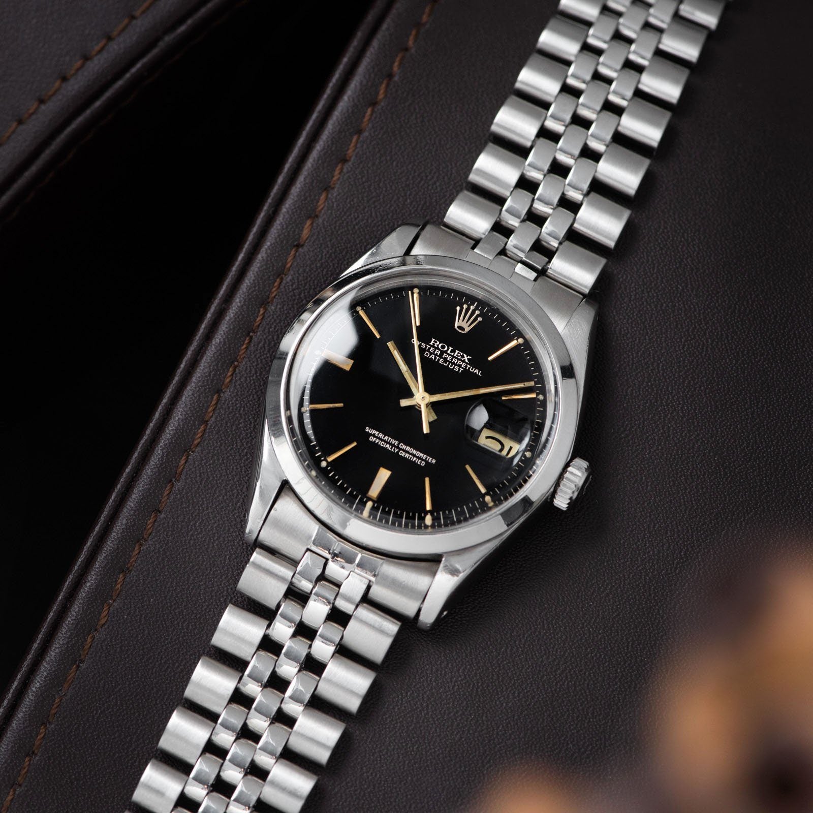 Rolex Datejust Glossy Gilt Black ‘Door Stop’ Dial 1600 