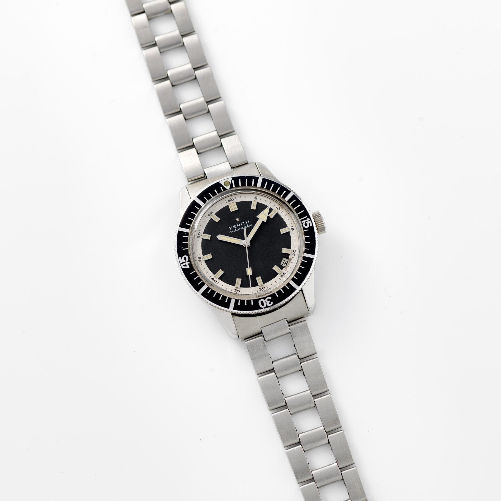 Zenith Diver Black Dial  ref A3630 on Gay Frères Ladder Bracelet