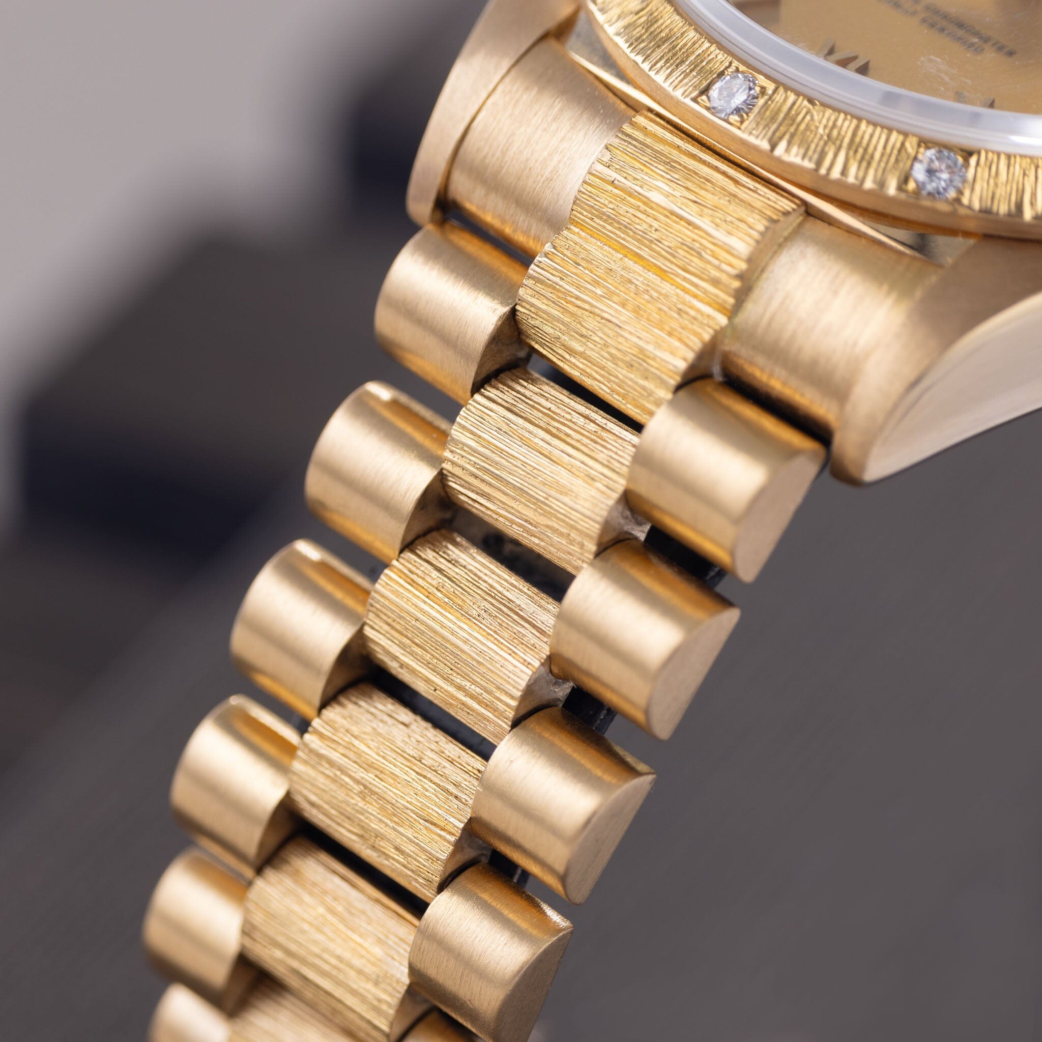 Rolex Day-Date 18108 Bark Finish Matte Roman Champagne Dial
