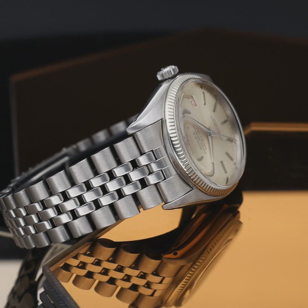 Rolex Datejust 6305 Ovettone Silver Dial with White Gold Bezel